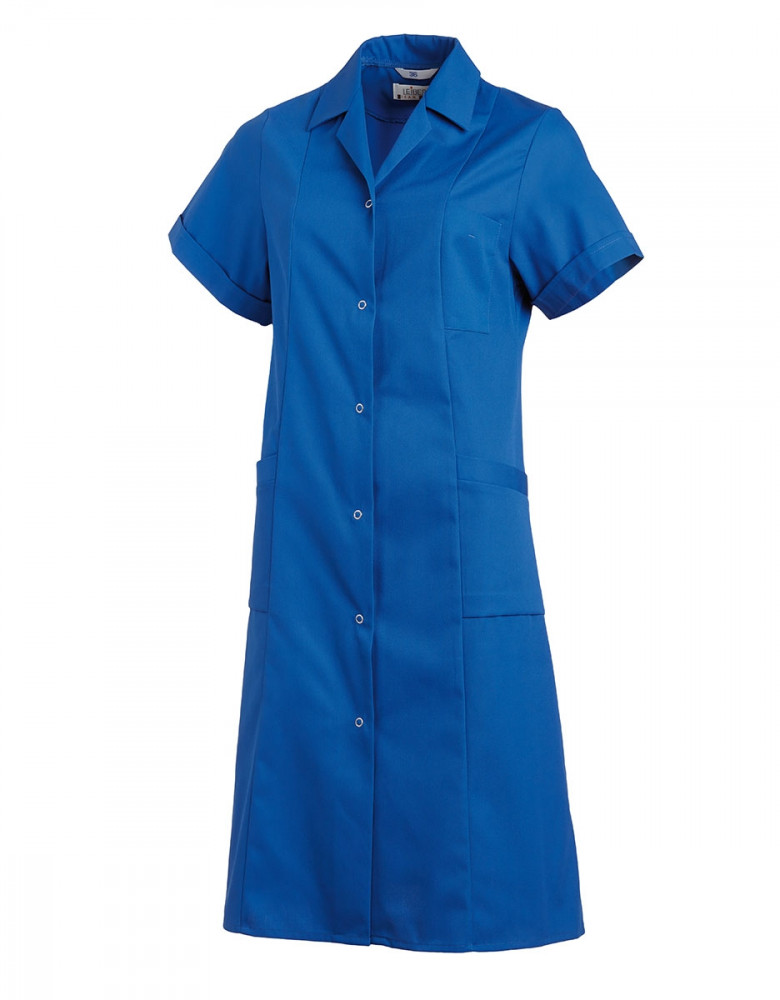 Dunkelblauer Labormantel Damen kurzarm mit Taschen für Labor und Praxis
