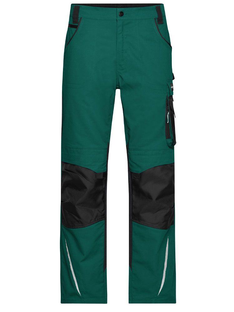 Grüne Arbeitshose für Handwerker – robuste Workwear mit CORDURA®-Knieverstärkung, dehnbarem Bund und praktischen Taschen