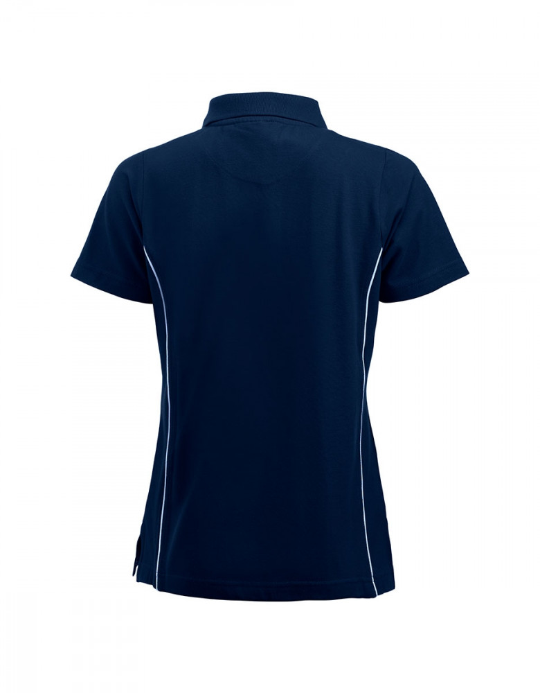Damen Sport Poloshirt aus leichtem Piqué in lockerer Passform, mit Kontrastpaspeln an Schultern und Seiten, Ton-in-Ton-Knopfleiste und Seitenschlitzen.