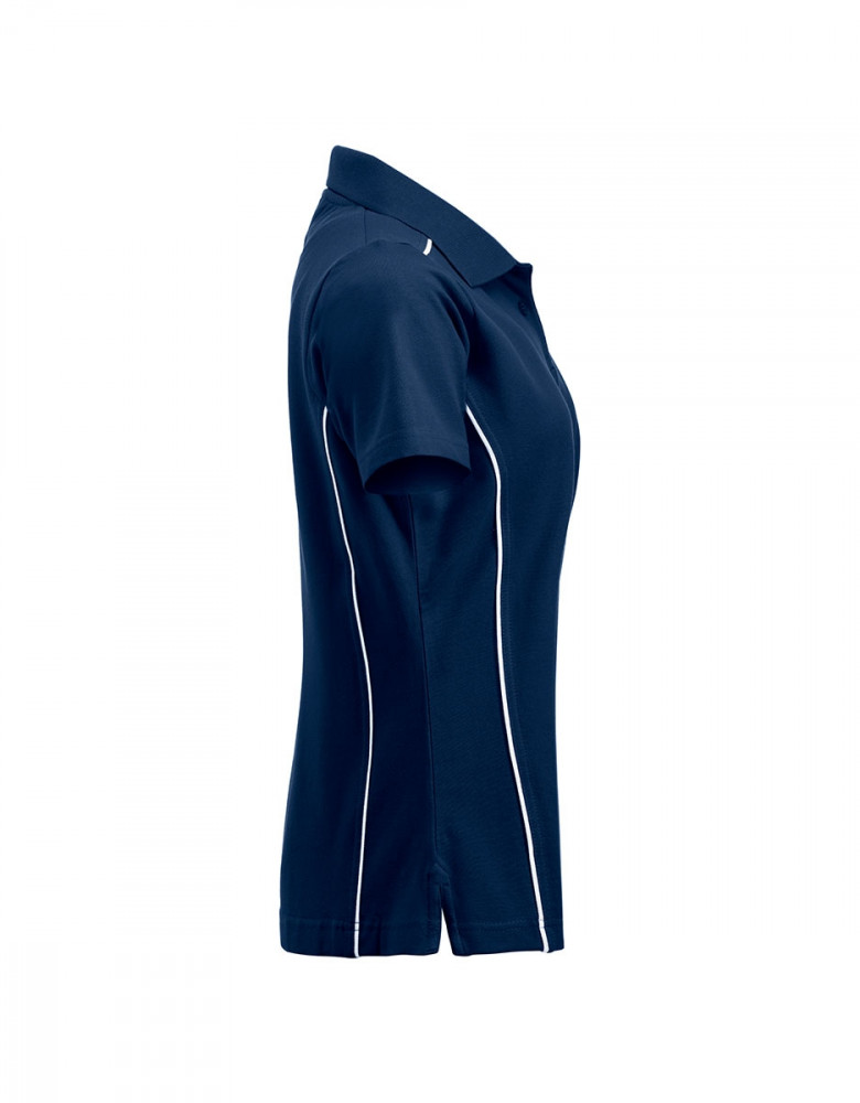 Damen Sport Poloshirt aus leichtem Piqué in lockerer Passform, mit Kontrastpaspeln an Schultern und Seiten, Ton-in-Ton-Knopfleiste und Seitenschlitzen.