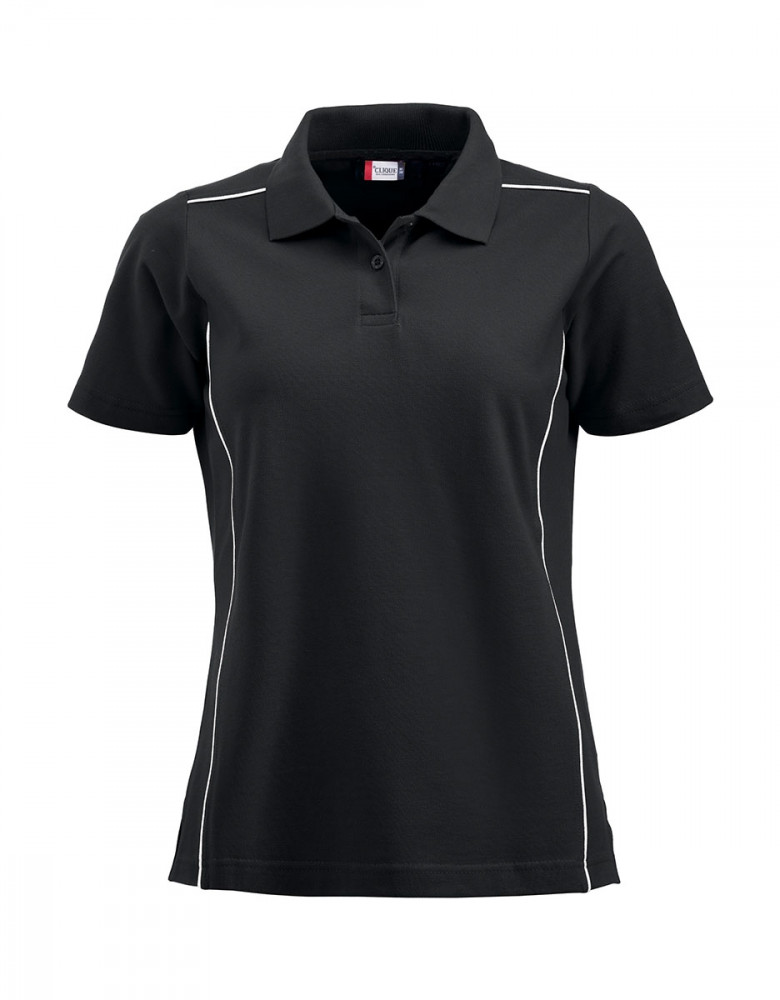 Damen Arbeits Poloshirt New Alpena in Schwarz, tailliert, für Beruf & Freizeit