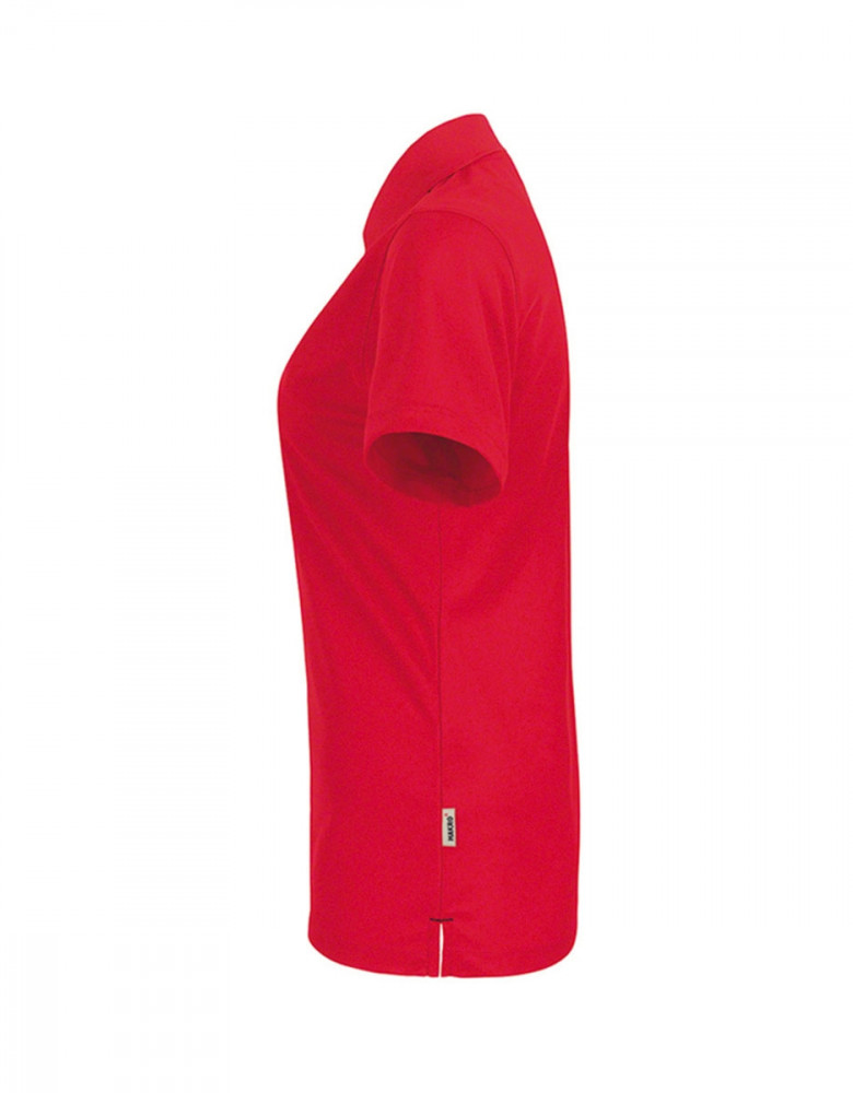 Rotes Funktions Poloshirt Damen mit weißer Knopfleiste für Pflege und Verkauf