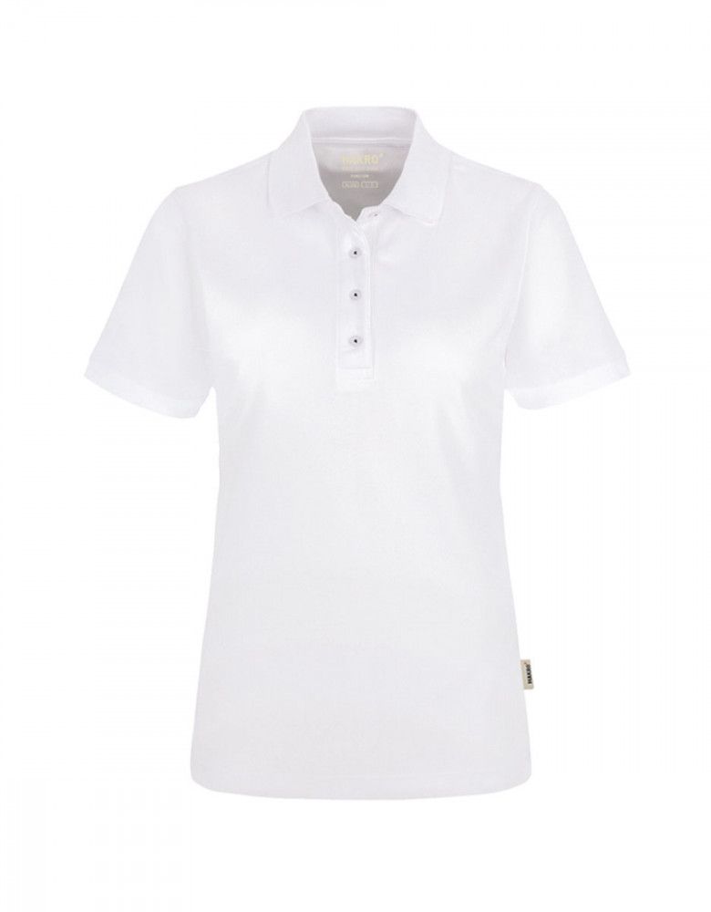 Weißes Funktions Poloshirt Damen mit Knopfleiste für Pflege und Medizin