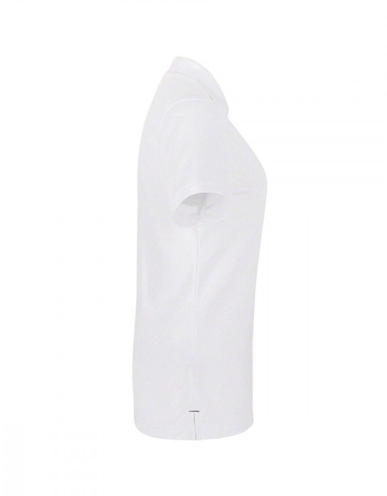 Weißes Funktions Poloshirt Damen mit Knopfleiste für Pflege und Medizin