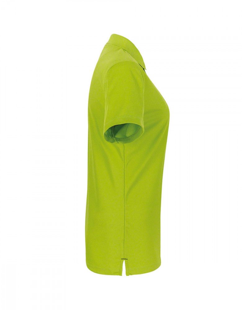 Grünes Funktions Poloshirt Damen mit weißer Knopfleiste für Pflege und Therapie