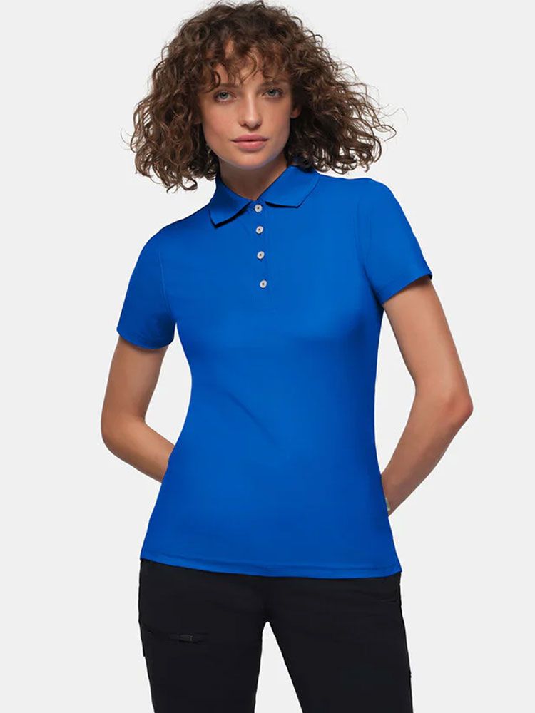 Funktions Poloshirt Damen mit weißer Knopfleiste für Verkauf und Pflege