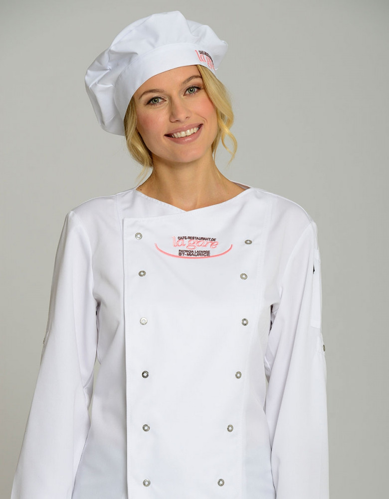 Kochmütze mit Gummizug in Weiß