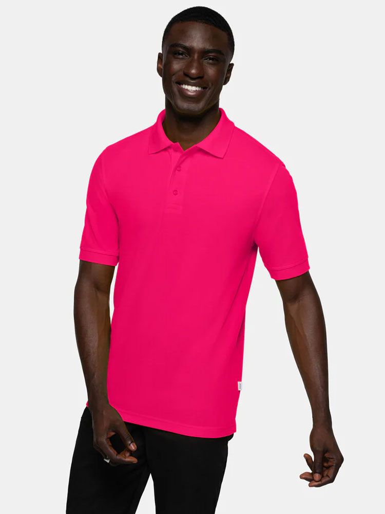 Poloshirt Herren in Pink – funktionales Piqué-Poloshirt mit 3-Knopf-Leiste, Nackenband und Seitenschlitzen, strapazierfähig und pflegeleicht