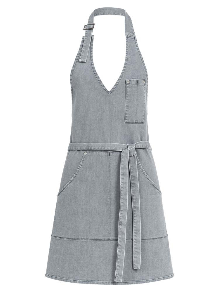 Damen Jeans Latzschürze Grau