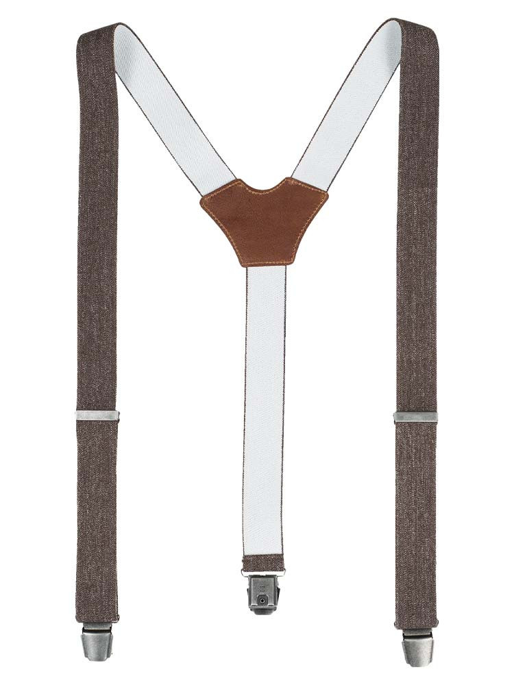 Hosenträger für Jeans in Braun mit Klippverschluss, ca. 3,5 cm breit, ideal für Denim-Outfits