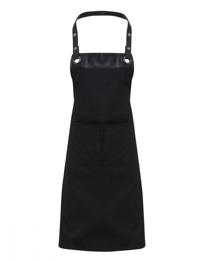 Bib Apron Espresso with Faux Leather
