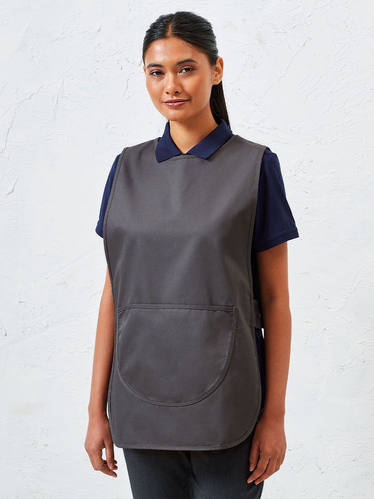 Kittelschürze mit Fronttasche und seitlichen Druckknöpfen, ideal für Friseur, Kosmetik oder Housekeeping