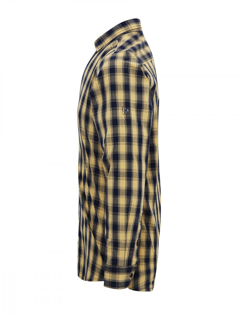 Herren Karo Hemd gelb-dunkelblau kariert