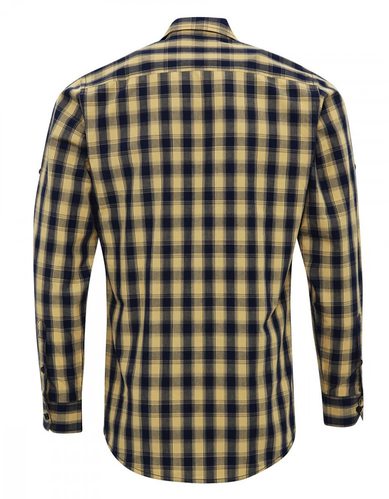 Herren Karo Hemd gelb-dunkelblau kariert