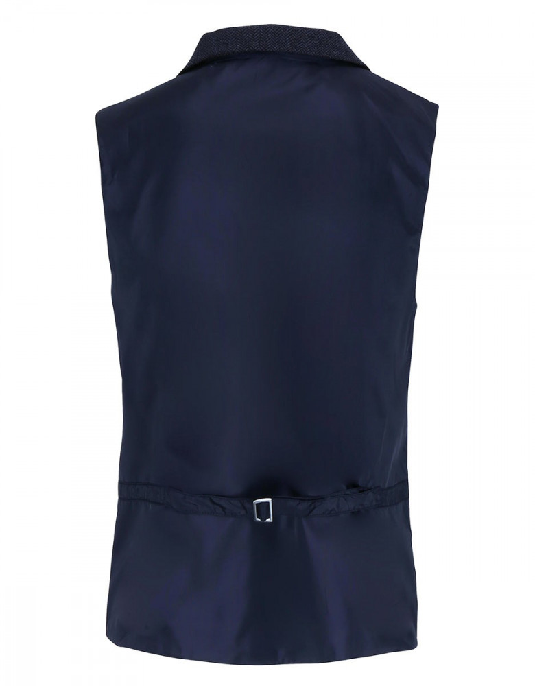 Herren Weste Blau – Elegante Serviceweste mit Reverskragen, 5-Knöpfen und Satin-Stoffrücken für Berufsbekleidung in Gastronomie, Hotellerie und Business