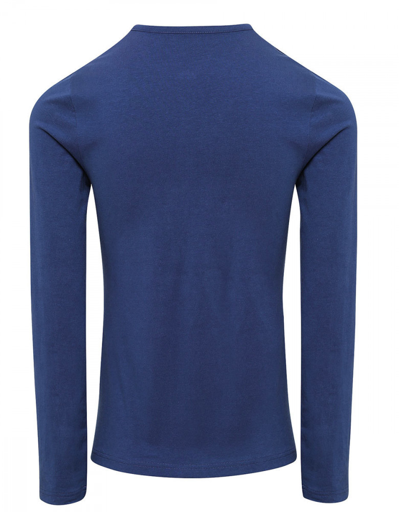 Henley Shirt Damen langarm in Blau mit Knopfleiste und krempelbaren Ärmeln – Bequemes Langarmshirt