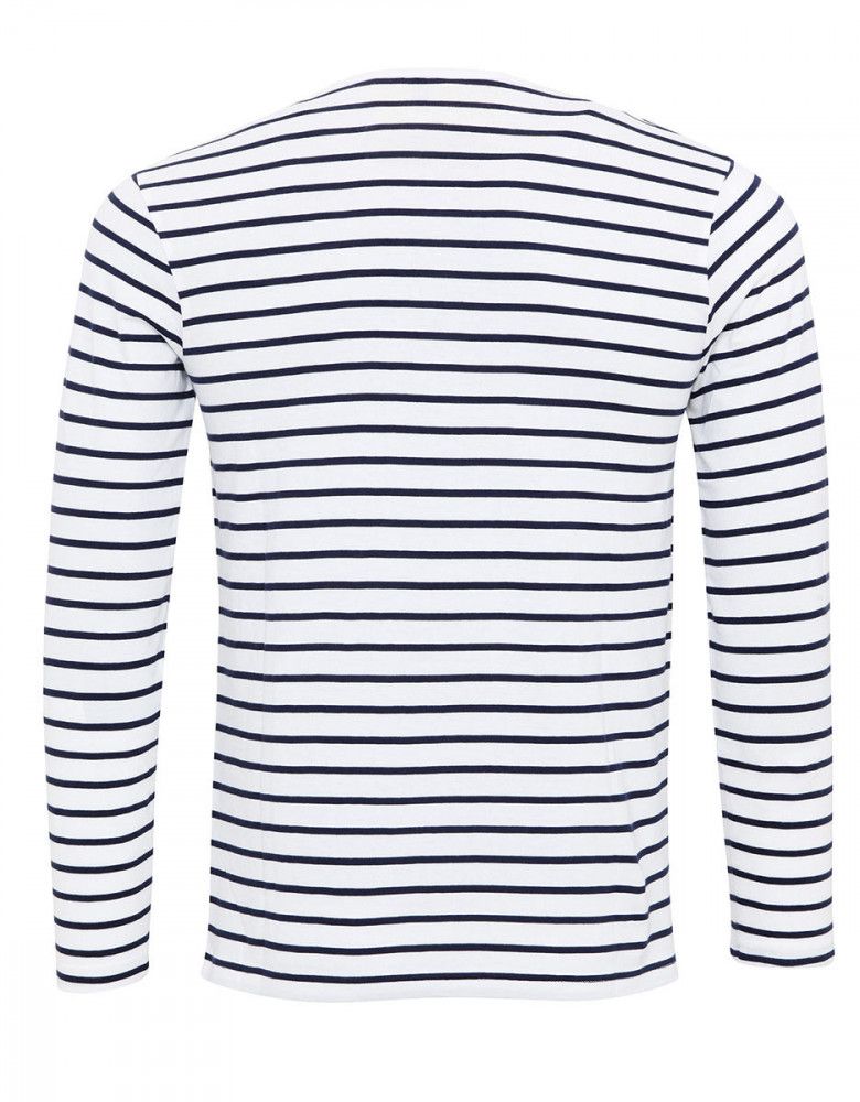 Langarmshirt Herren Weiß/Blau gestreift