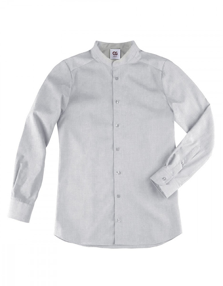 Stehkragenhemd Herren hellgrau