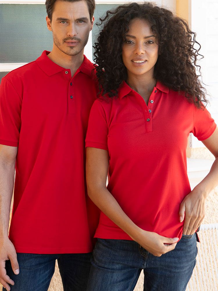 Rotes Polo Shirt Damen – atmungsaktiv, tailliert, funktional für Arbeit & Freizeit
