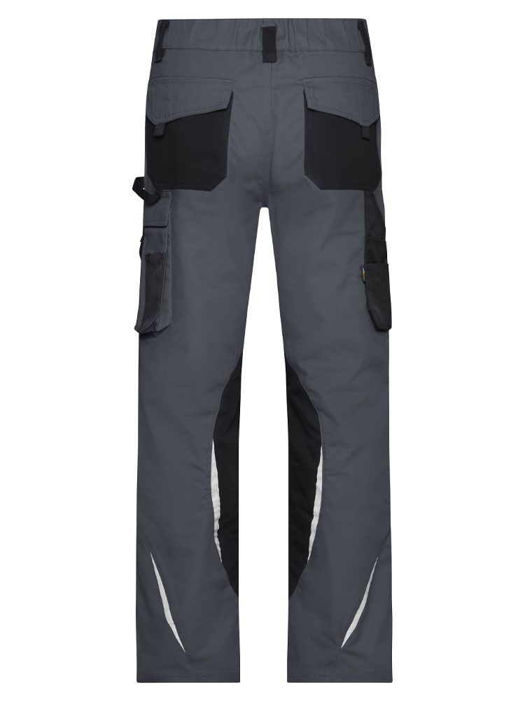 Arbeitshose Grau mit Knieverstärkung, dehnbarem Bund und vielen Taschen für Werkzeug & Zubehör