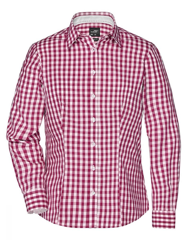 Karo Bluse weinrot-weiß