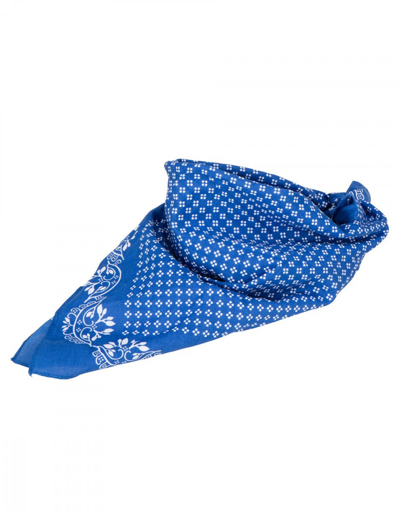 Blaues Trachten Halstuch für Herren und Damen mit traditionellem Muster aus Baumwolle, 50x50 cm