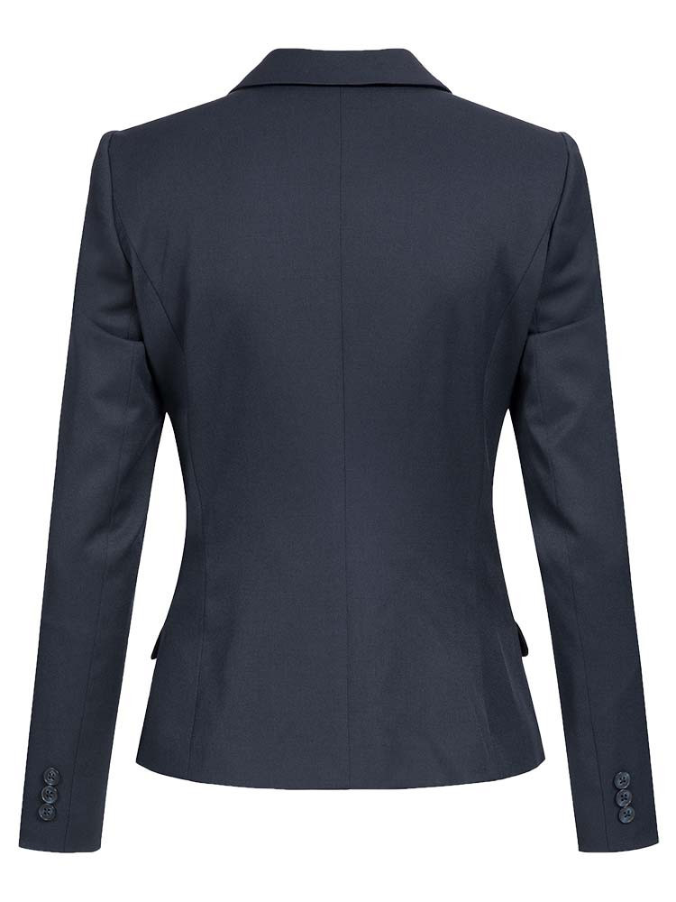 Damen Blazer Slim Fit in Dunkelblau mit 2 Pattentaschen, taillierter Schnitt, eleganter Look für Büro und Empfang