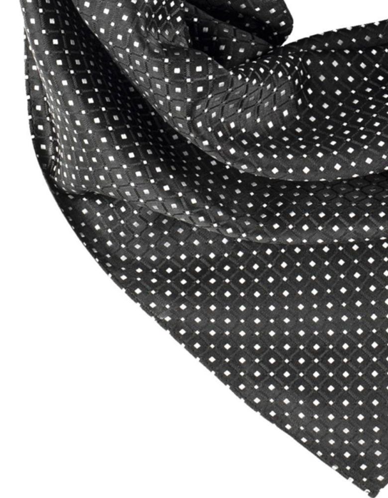 Schwarz weiß gemustertes Business Halstuch für Damen mit feinem geometrischem Muster und dezenter Glanzoptik