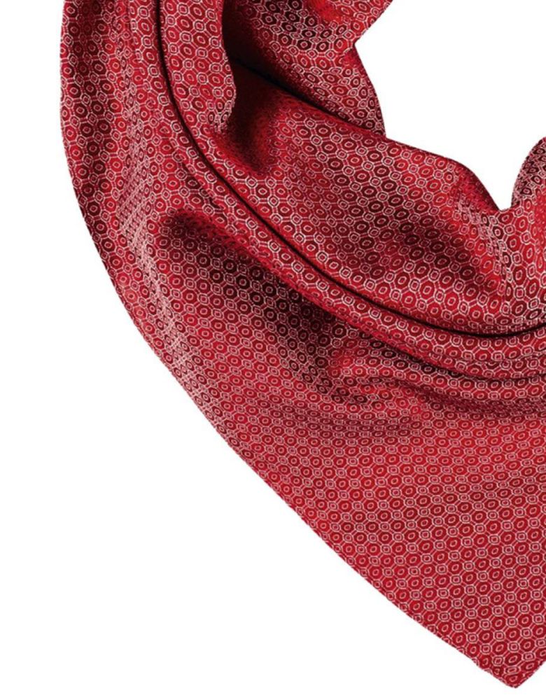 Rot gemustertes Business Halstuch für Damen mit feinem Kreis Ringmuster und dezenter Glanzoptik