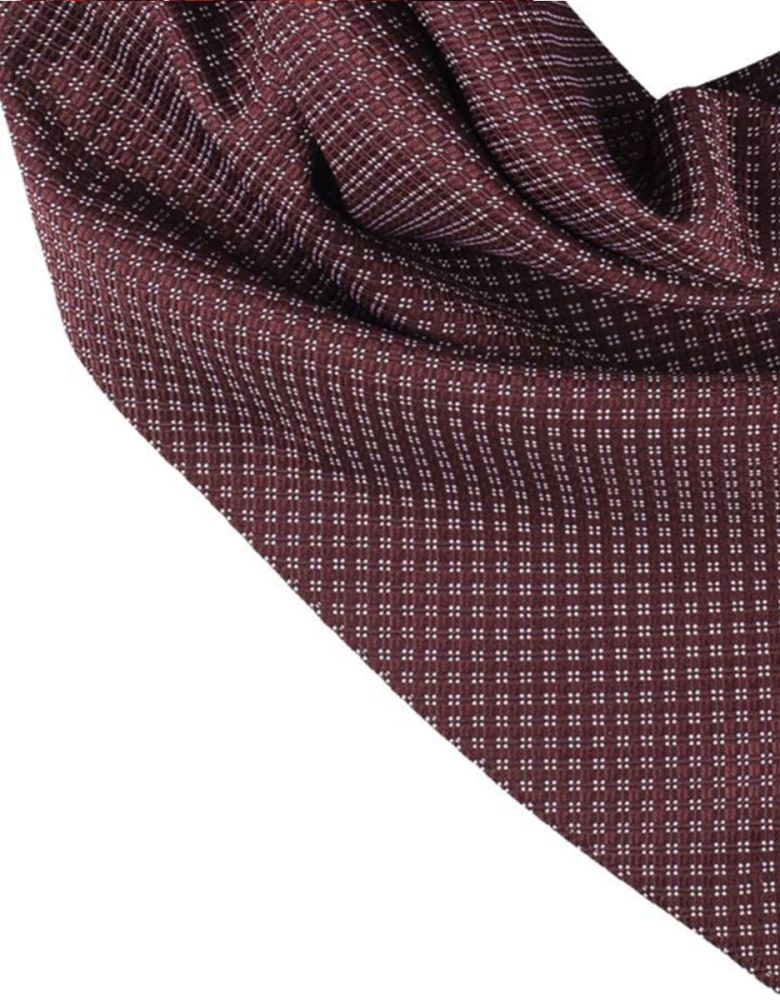 Weinrot gemustertes Business Halstuch für Damen mit feinem Raster Karo Muster und dezenter Glanzoptik