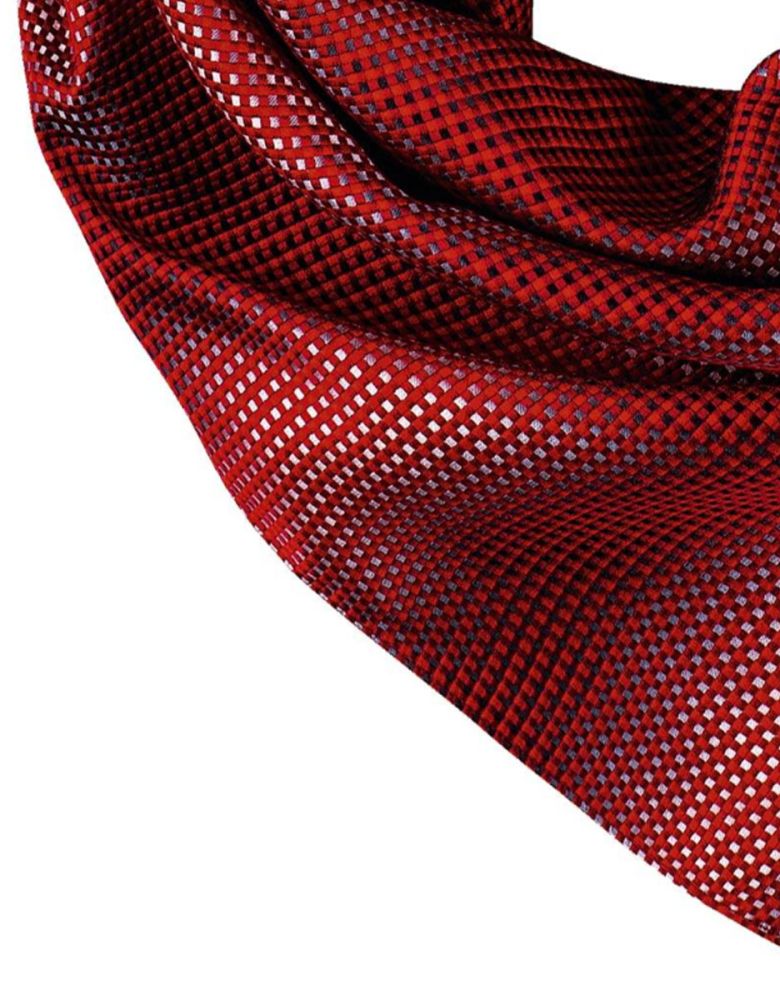 Rot grau kariertes Business Halstuch für Damen mit feinem Mikrokaromuster und dezenter Glanzoptik