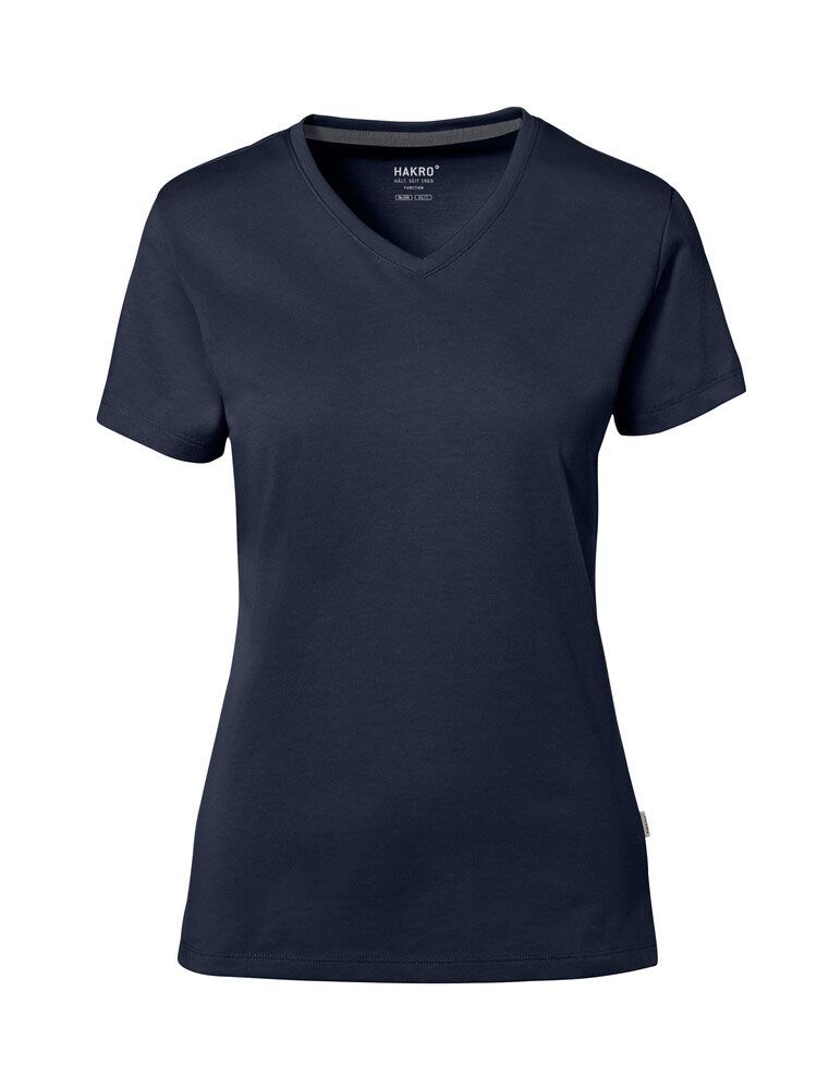 Damen T-Shirt in Dunkelblau mit V-Ausschnitt – figurbetont, elegant und funktional