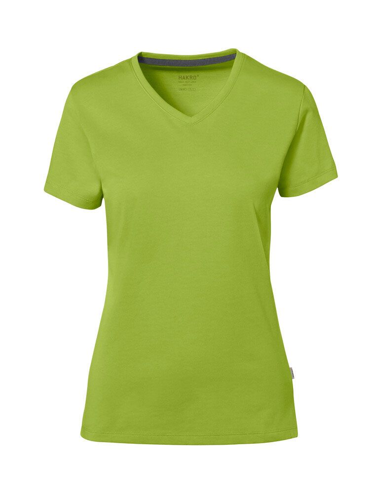 T-Shirt Kiwi-Grün Damen mit V-Ausschnitt – figurbetont und modern geschnitten