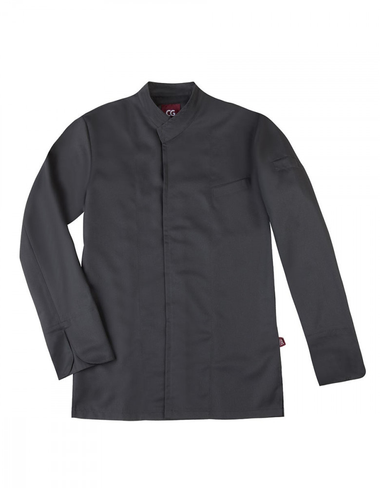 Moderne Kochjacke Herren in Grau mit Stehkragen