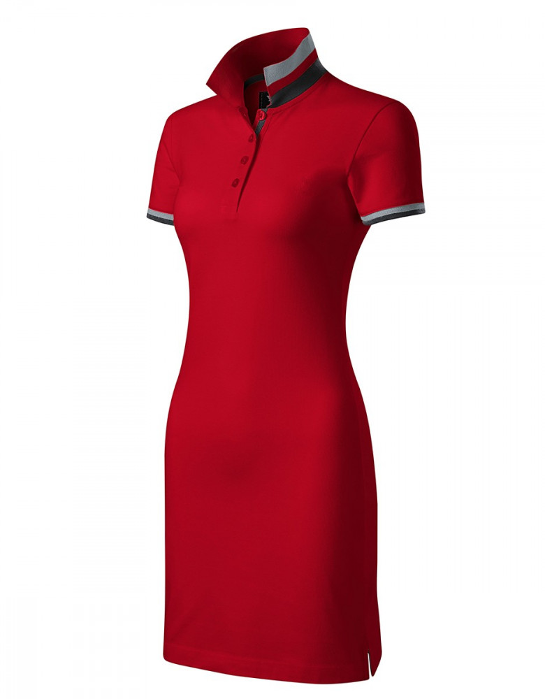 Polokleid Damen in Rot – tailliert, mit Kontrastdetails und Kragen im Polo-Stil aus 100 % Baumwolle