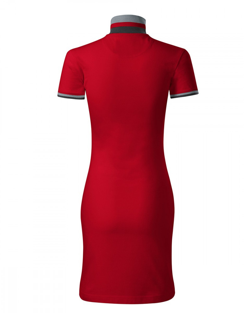 Polokleid Damen in Rot – tailliert, mit Kontrastdetails und Kragen im Polo-Stil aus 100 % Baumwolle