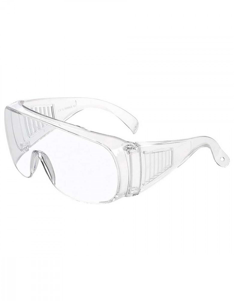 Schutzbrille für Brillenträger mit seitlichem Spritzschutz und Belüftungslöchern, passend über Korrekturbrillen, nach EN 166 zertifiziert