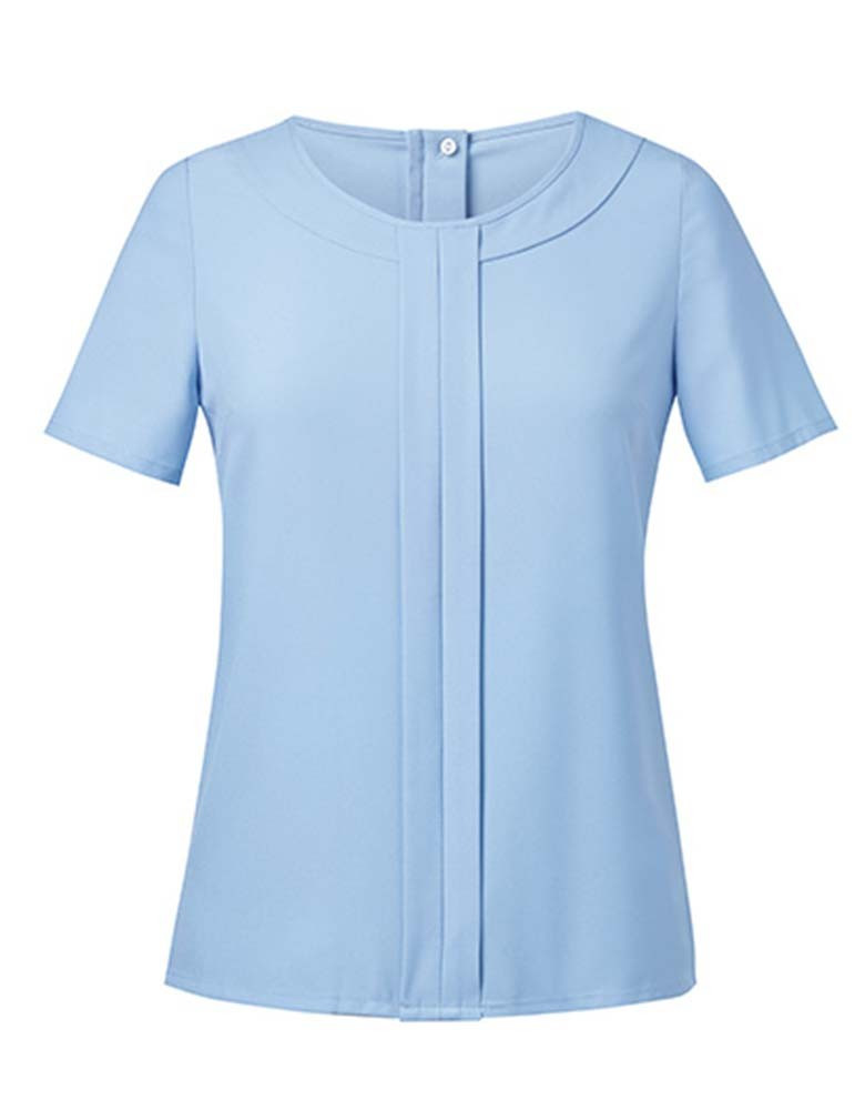 Kurzarm Bluse Damen Elegant Hellblau