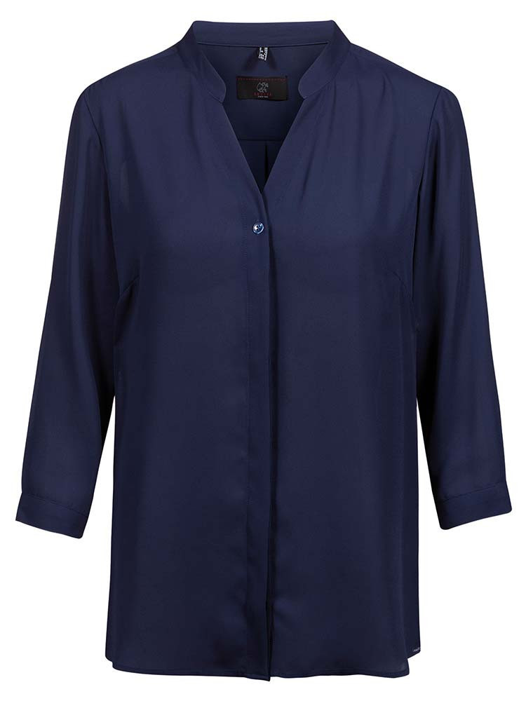Chiffon Bluse 3/4-Arm Dunkelblau