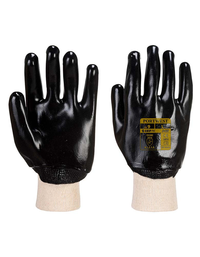 Knitted cuff glove PVC