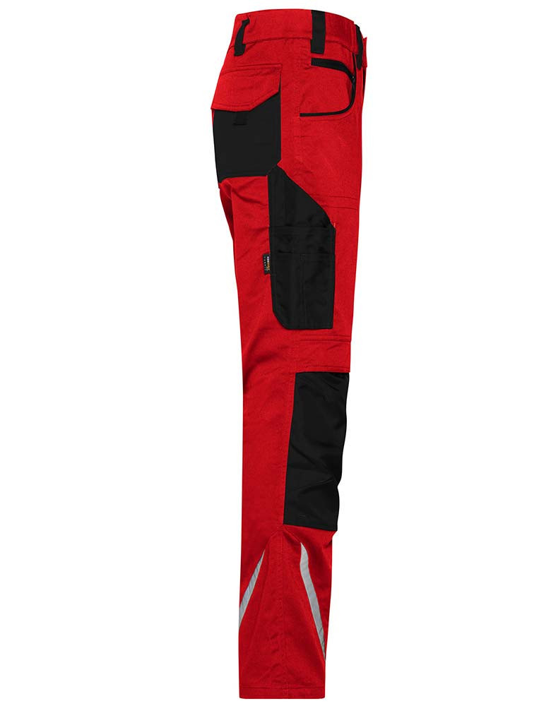 Rote Arbeitshose für Damen und Herren – robuste Handwerkerhose mit vielen Taschen und verstärkten Knien