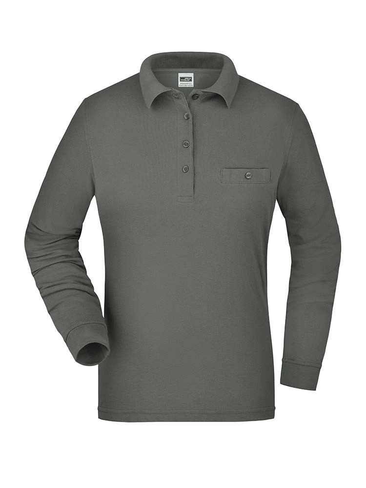 Ladies Workwear Polo Shirt Pocket Longsleeve Essential