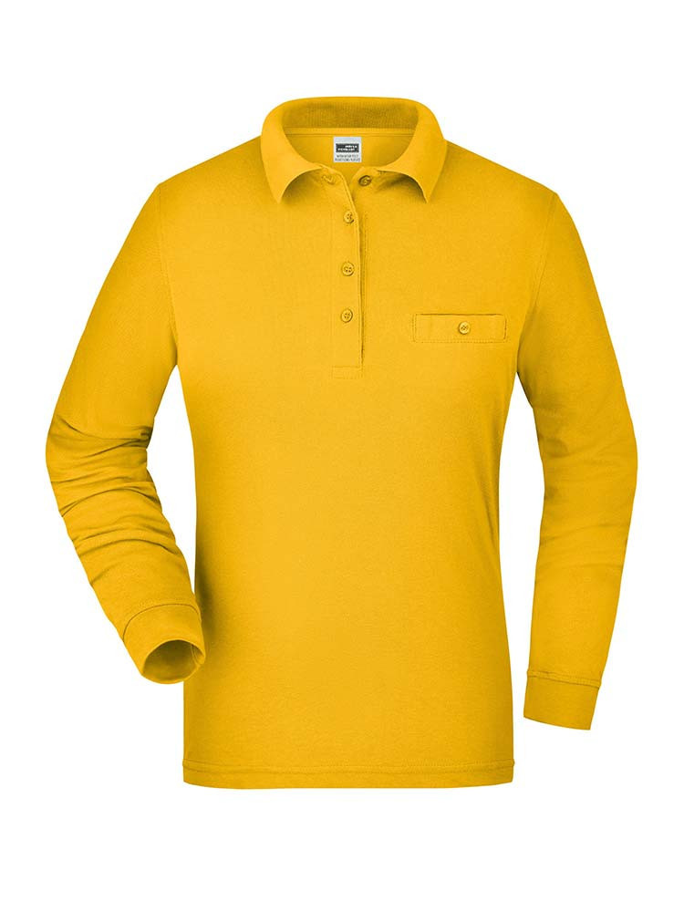 Ladies Workwear Polo Shirt Pocket Longsleeve Essential