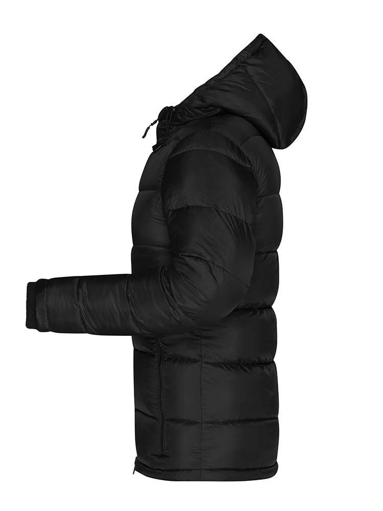 Schwarze Winterjacke Damen – gesteppte, gefütterte Jacke mit Kapuze