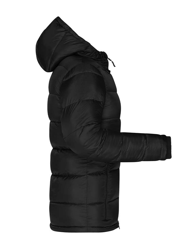Schwarze Winterjacke Damen – gesteppte, gefütterte Jacke mit Kapuze