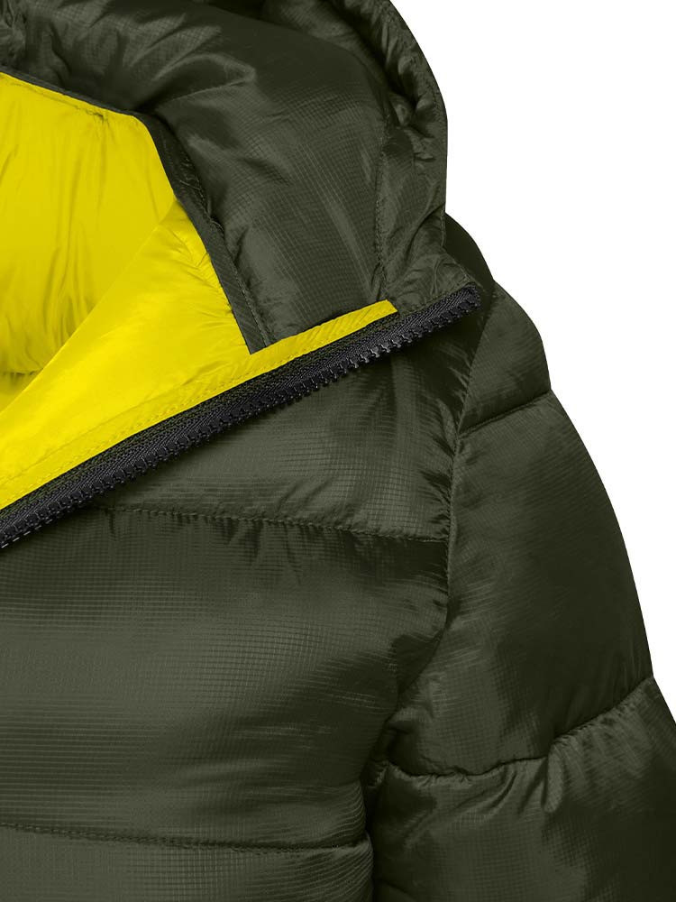 Damen Winterjacke Grün – gesteppte, gefütterte Jacke mit Kapuze