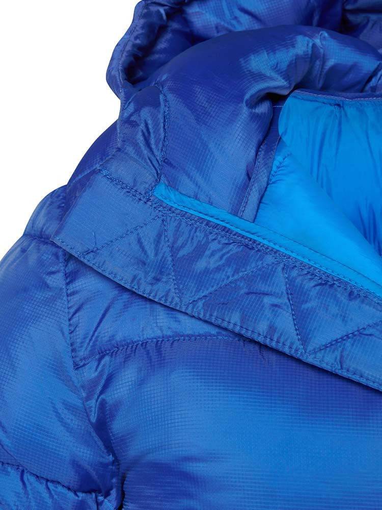 Blaue Winterjacke Damen – gesteppte, gefütterte Jacke mit Kapuze