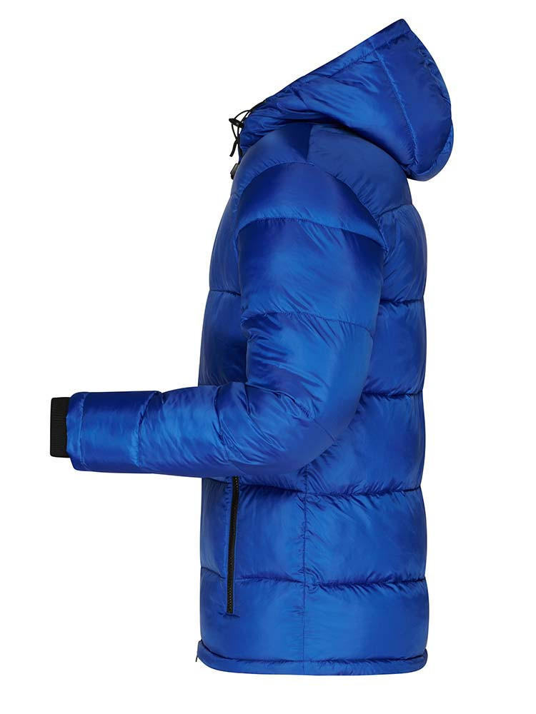 Herren Winterjacke Blau – gesteppte, gefütterte Jacke mit Kapuze