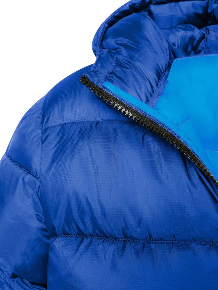 Herren Winterjacke Blau – gesteppte, gefütterte Jacke mit Kapuze