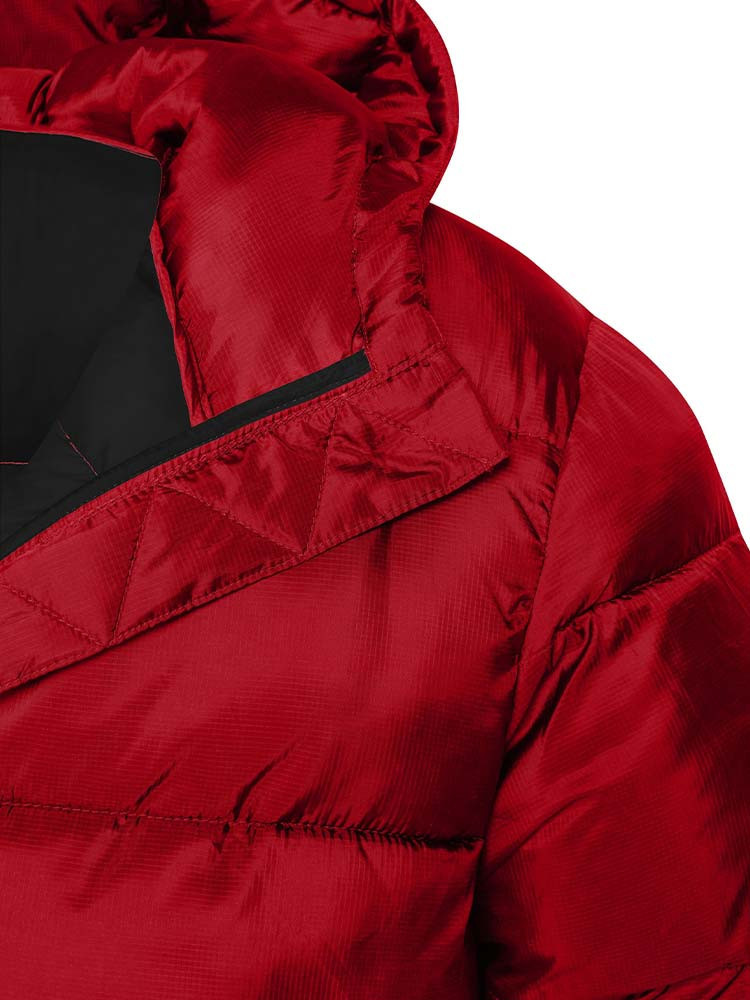 Rote Winterjacke Herren – gesteppte, gefütterte Jacke mit Kapuze